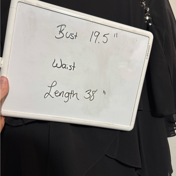 SLNY Black Beaded Chiffon Sheer Formal‎ LBD Dress Size 6  Gothic MOTB Funeral - Picture 6 of 6